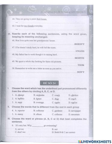 Đề 24 trong luyện đề thi vào cấp 2 tập 1