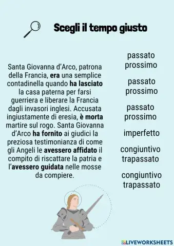 Abbina i verbi con il tempo giusto