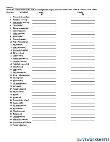 Preterit Tense Practice