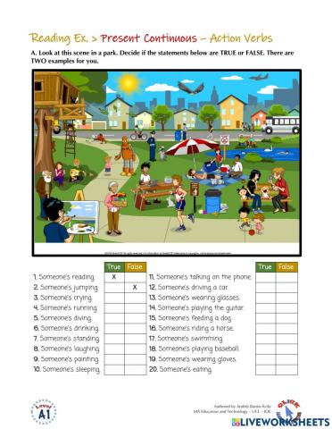 Reading Ex.: Present Continuous - Action Verbs