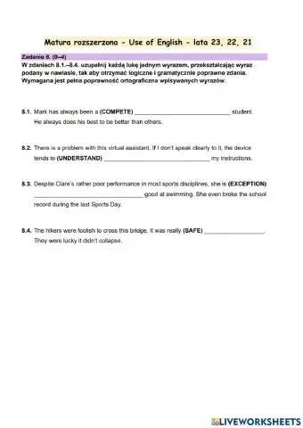 Matura rozszerzona Use of English