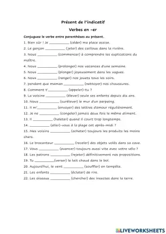 Présent de l'indicatif