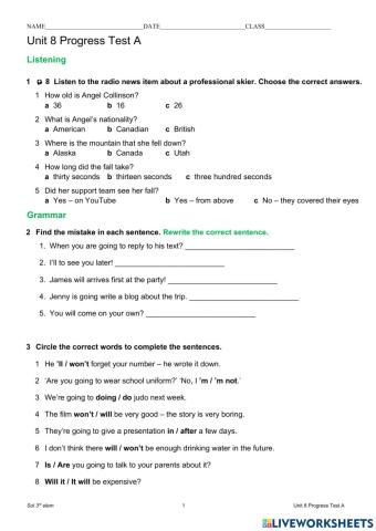 Sol-Elem 3rd-Unit 8 Progress test A