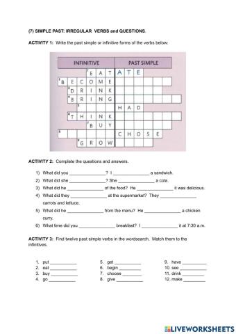 Past simple irregular verbs