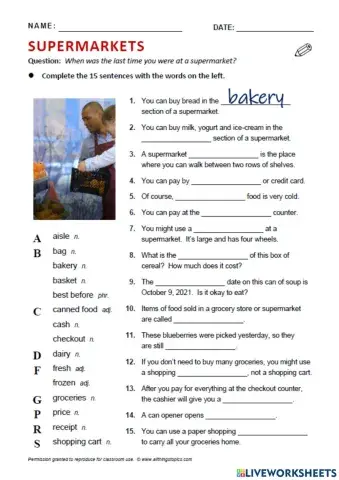 Supermarket vocabulary