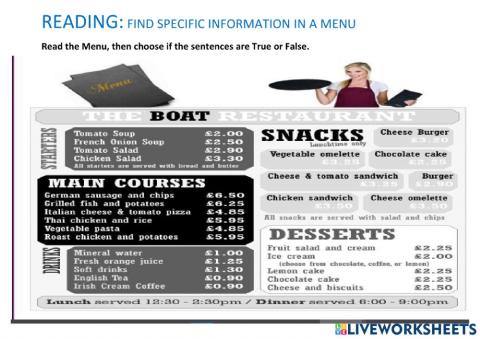 Reading Menu