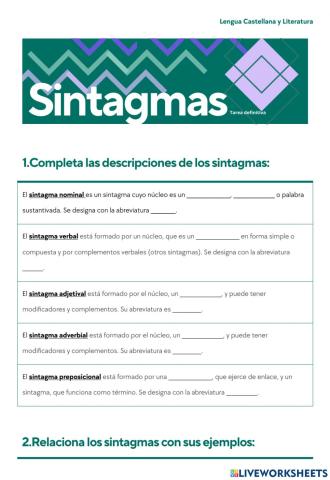 Sintagmas: tarea definitiva