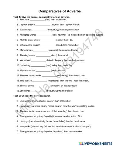 Comparatives of adverb