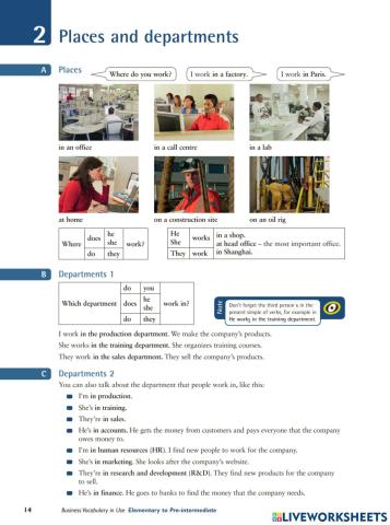 Places and departments