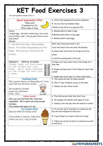 KET Food Exercises 3