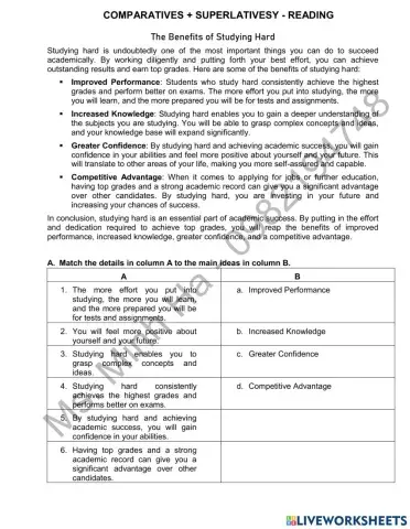 Comparatives + superlativesy - reading