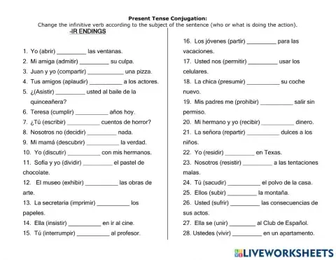 -IR Verbs in Present Tense