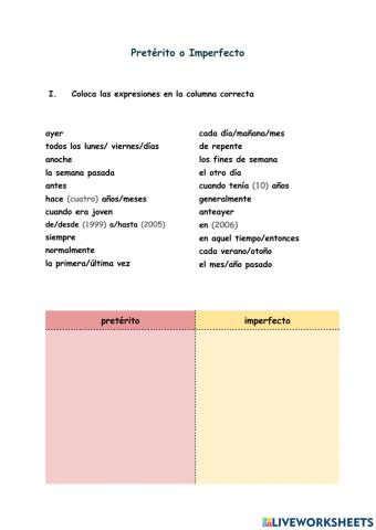 Pretérito vs Imperfecto