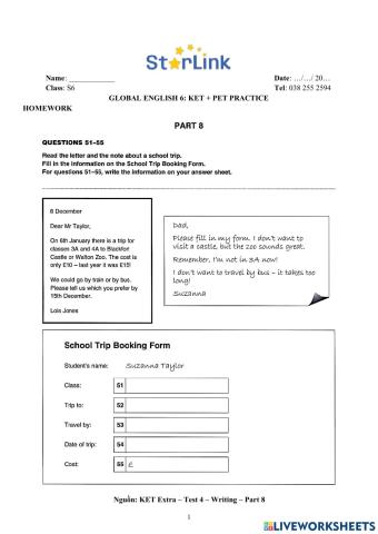 Viet Teacher-S6-WEEK 37-KET + PET PRACTICE