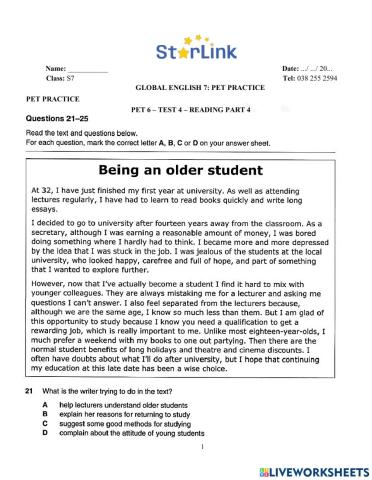 Viet Teacher-S7-Week 37-PET Practice