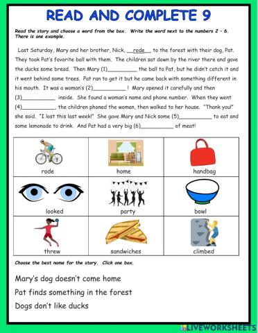 Read and Complete 9