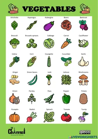 VEGETABLES (30 words)