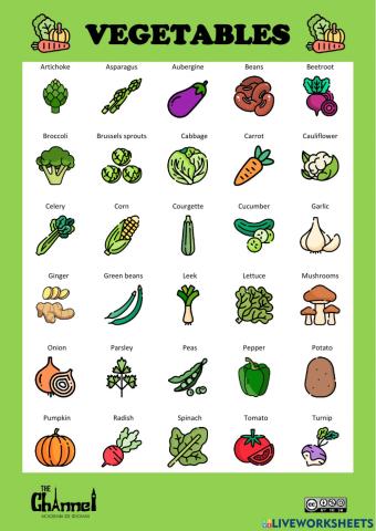 VEGETABLES (30 words)