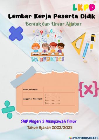 LKPD Unsur-unsur Bentuk Aljabar