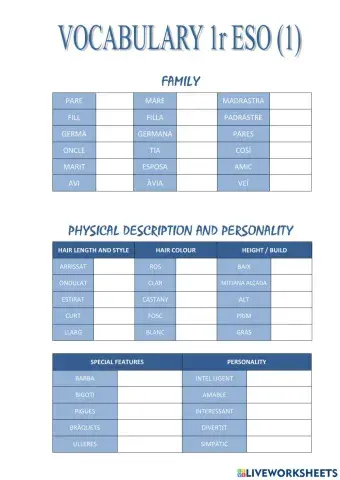 Vocabulary 1r ESO (1)