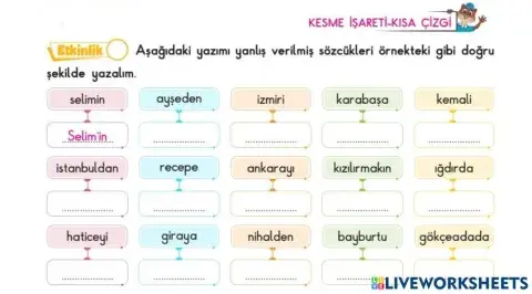 Özel Adların Yazılışı