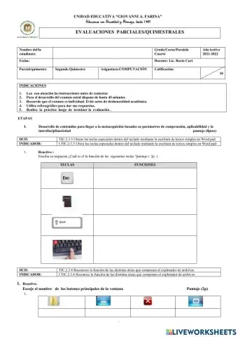 EVALUACIÓN 2DO QUIMESTRE 4TO ABC