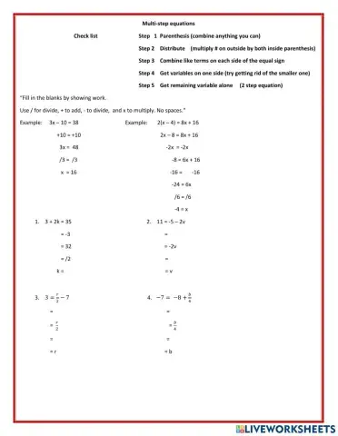 Multi-step equations