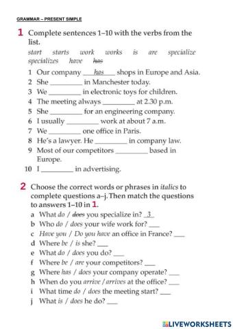 Business English - Present Simple