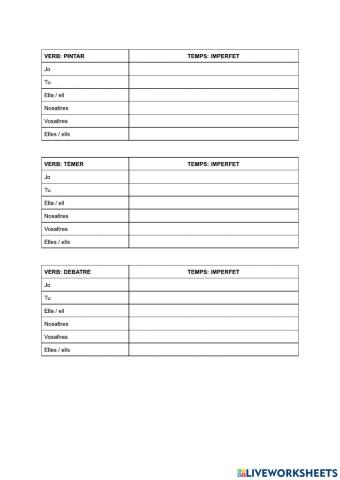 Verbs regulars - Imperfet