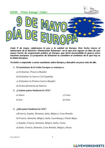 9 de Mayo:Día de la Unión Europea