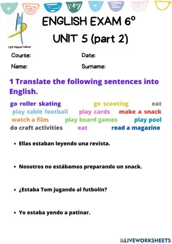 Exam 6º UNIT 5 (part 2)