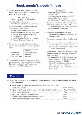 Basic Grammar - 47 Need, needn't, needn't have