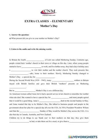 Mother's Day - listening