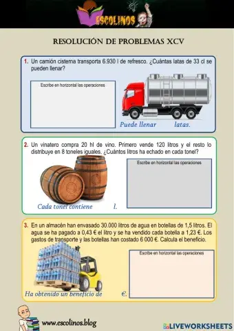 Matemáticas 5º. Resolución de problemas XCV