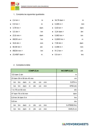 Repaso unidades de longitud