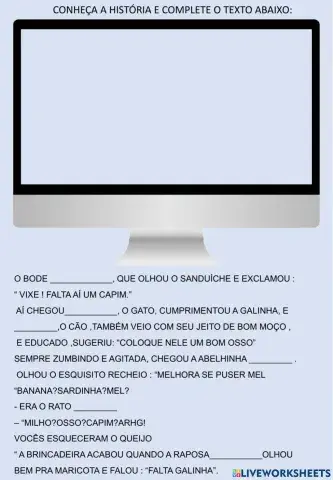 Atividade com história O Sanduiche da Maricota