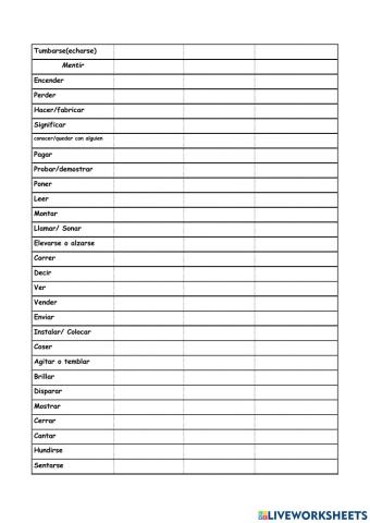 Irregular verbs exam 2