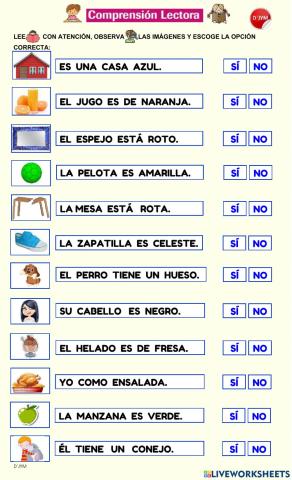 Comprensión lectora de oraciones