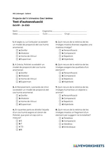 Proporció, Retòrica de les imatges i Publicitat - 2n ESO