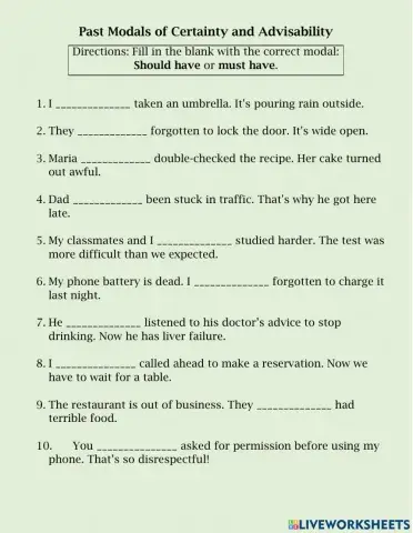 Past Modals of Certainty and Advisability