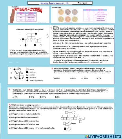 Genética - Herança ligada ao sexo(cromossomo X)