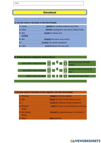 Simple past regular verbs