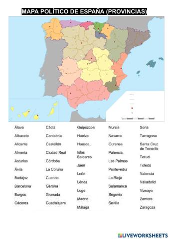 Mapa político de España Provincias