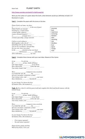 Poem Task -Planet Earth