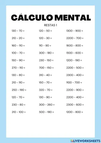 Calculo Mental Restas 1