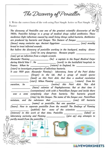 The discovery of Penicillin (Past Simple Active-Passive)