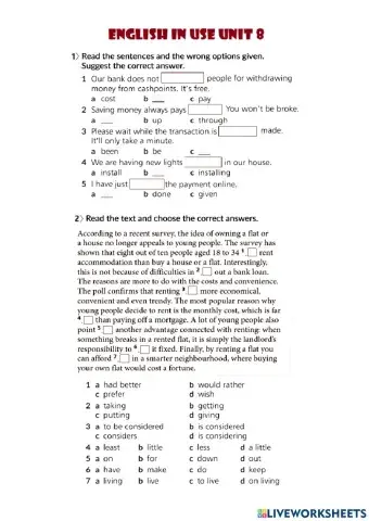 Use in english unit 8