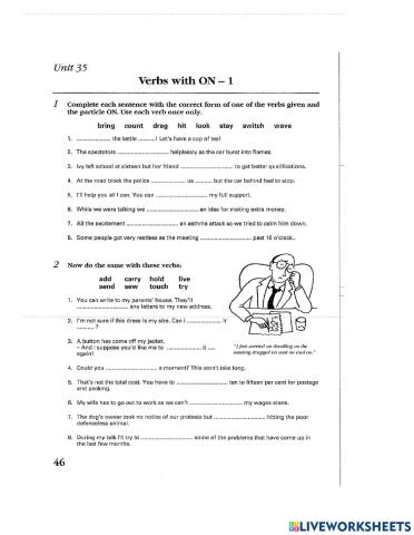 Phrasal verbs with on