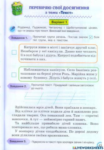 Діагностувальна робота. Текст