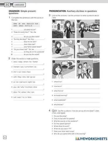 Hw - simple present: questions